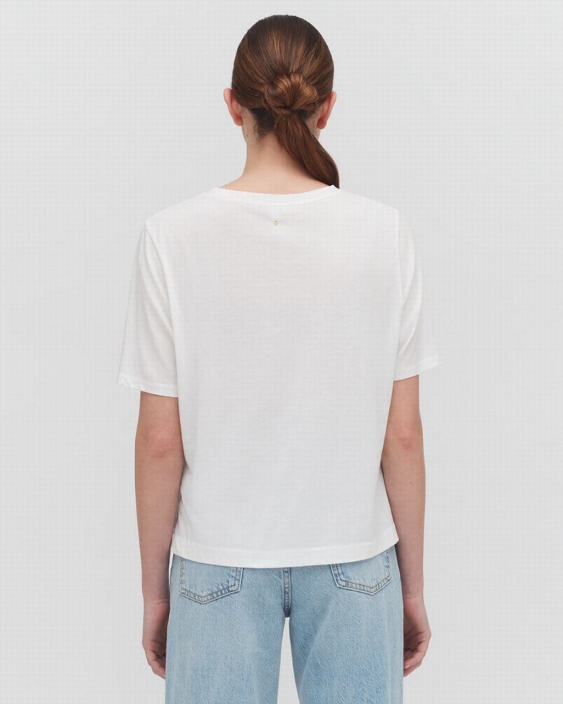 Camiseta Cuyana Pima Cropped Tee Mujer Blancas | SBW3513HH