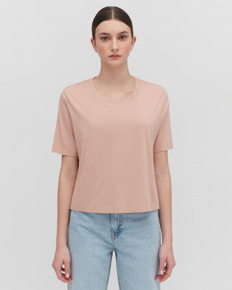 Camiseta Cuyana Pima Cropped Tee Mujer Rosas | XFX7288IH