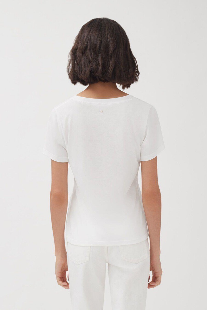 Camiseta Cuyana Pima Scoop Neck Tee Mujer Blancas | RVE8782ZG