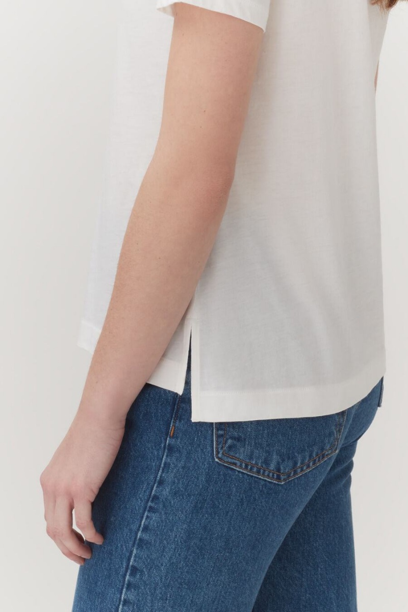 Camiseta Cuyana Pima Scoop Neck Tee Mujer Blancas | RVE8782ZG