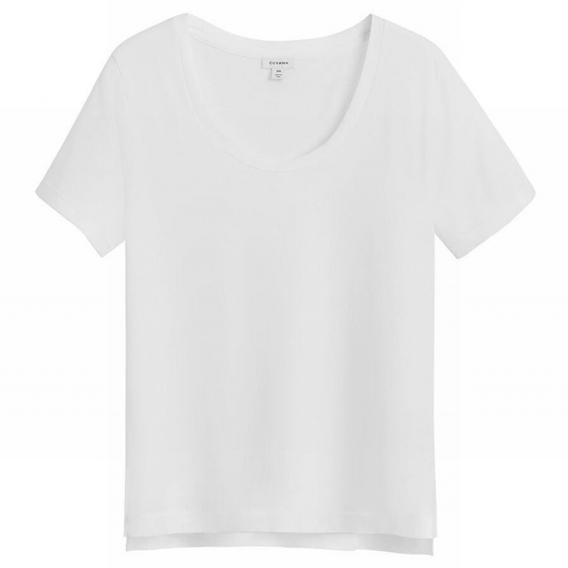Camiseta Cuyana Pima Scoop Neck Tee Mujer Blancas | RVE8782ZG