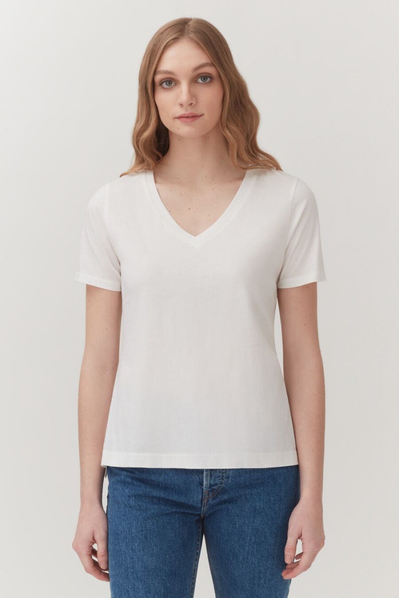 Camiseta Cuyana Pima V-Neck Tee Mujer Blancas | YAB4282JW