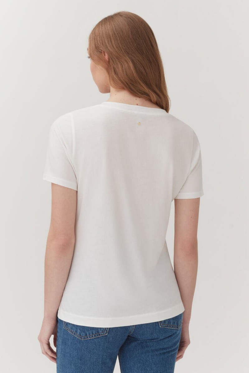 Camiseta Cuyana Pima V-Neck Tee Mujer Blancas | YAB4282JW