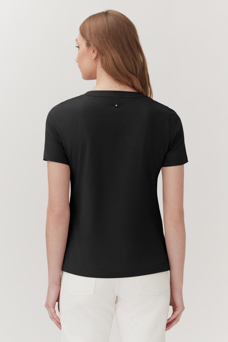 Camiseta Cuyana Pima V-Neck Tee Mujer Negras | JFT856QT