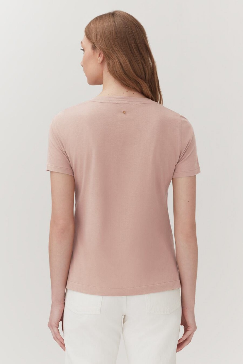 Camiseta Cuyana Pima V-Neck Tee Mujer Rosas | RXI6378ZA