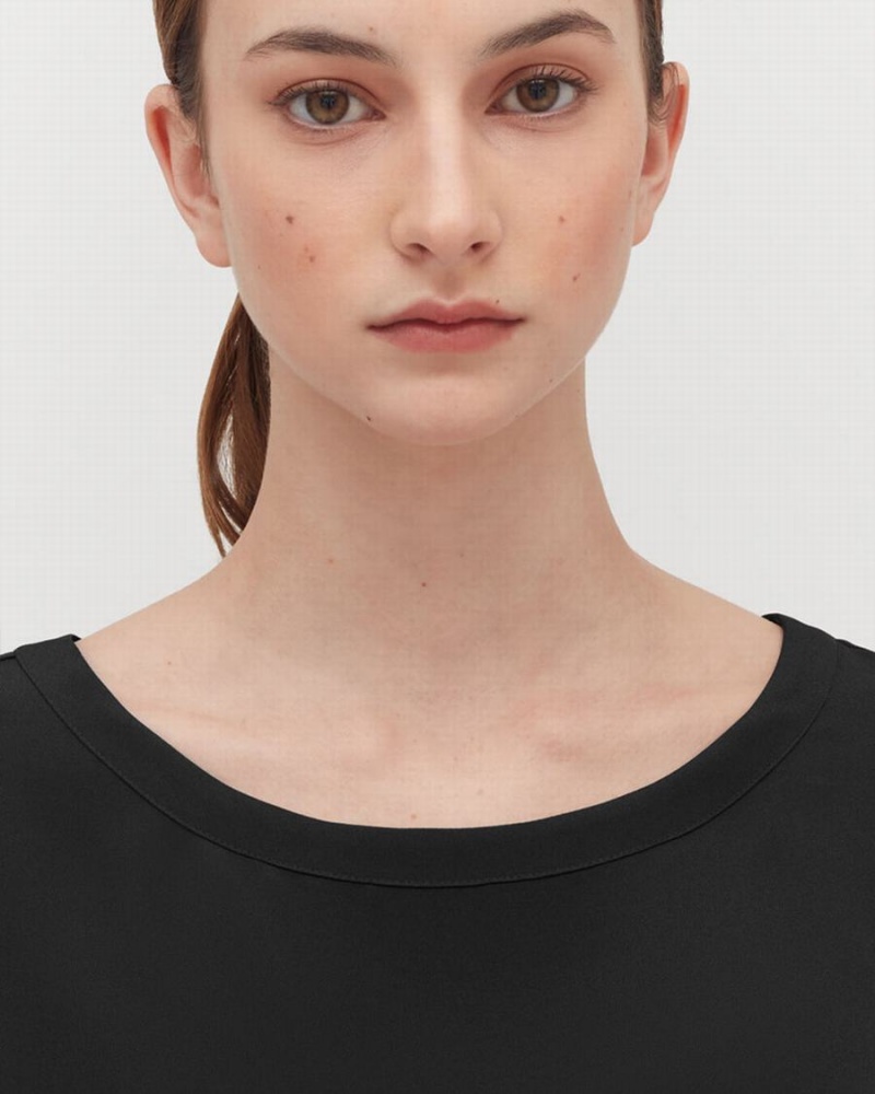 Camiseta Cuyana Silk Cropped Crewneck Tee Mujer Negras | FMM4974OJ