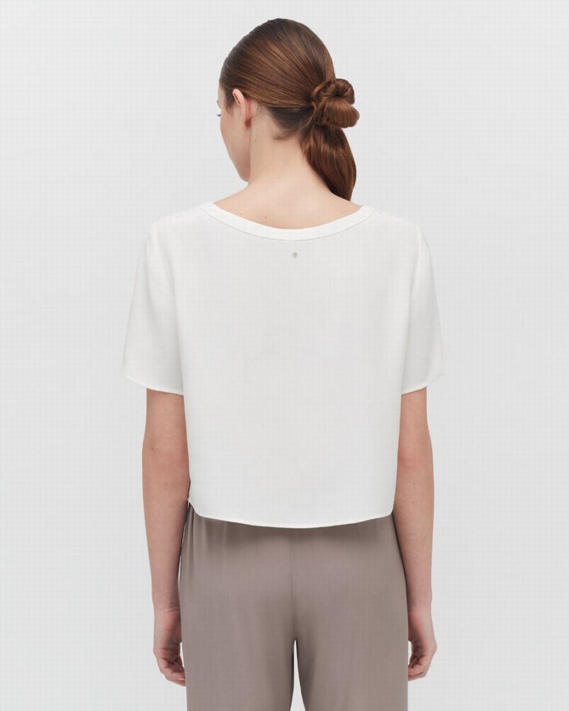 Camiseta Cuyana Silk Cropped Crewneck Tee Mujer Blancas | XCO6063JQ