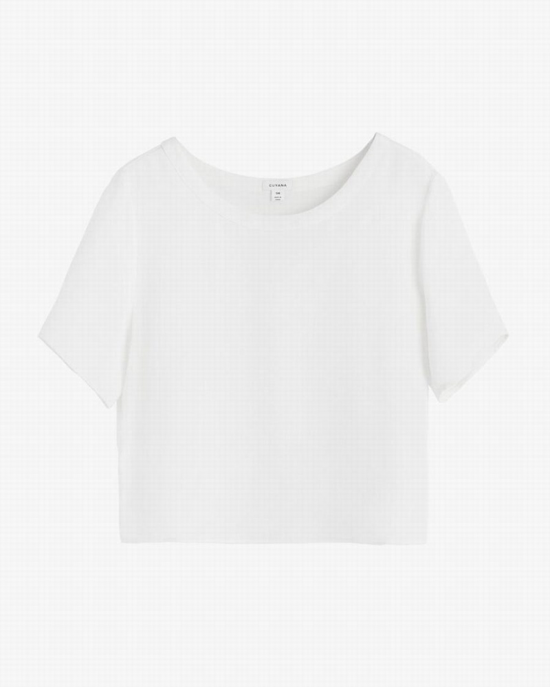 Camiseta Cuyana Silk Cropped Crewneck Tee Mujer Blancas | XCO6063JQ