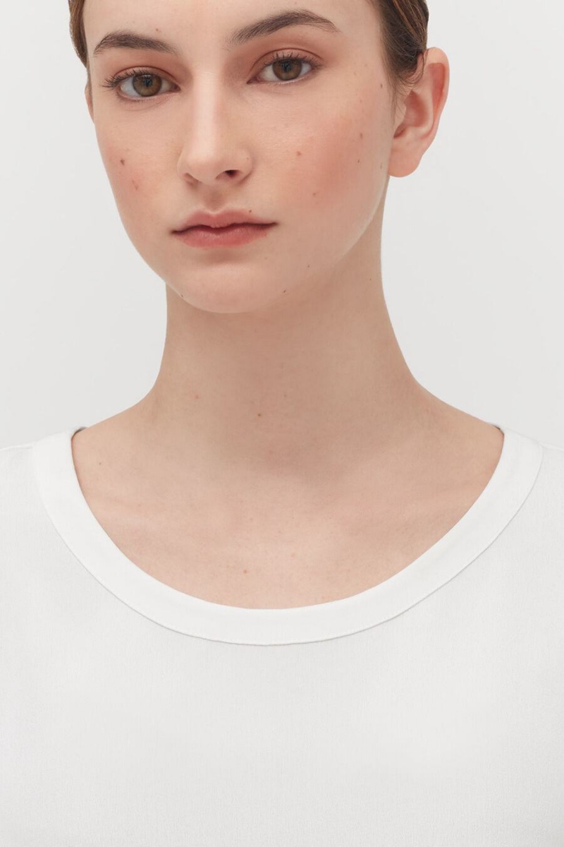 Camiseta Cuyana Silk High-Low Tee Mujer Blancas | JQR1425SS
