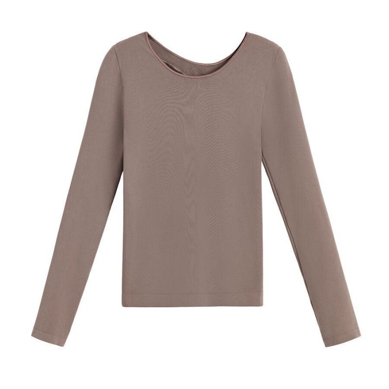 Camiseta Cuyana Stretch Long Sleeve Tee Mujer Marrones Claro | BVN462NM