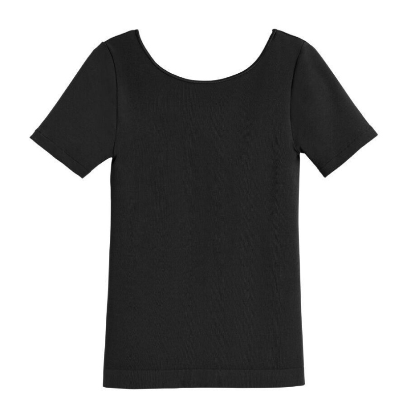 Camiseta Cuyana Stretch Scoop Neck Tee Mujer Negras | MYQ626DX