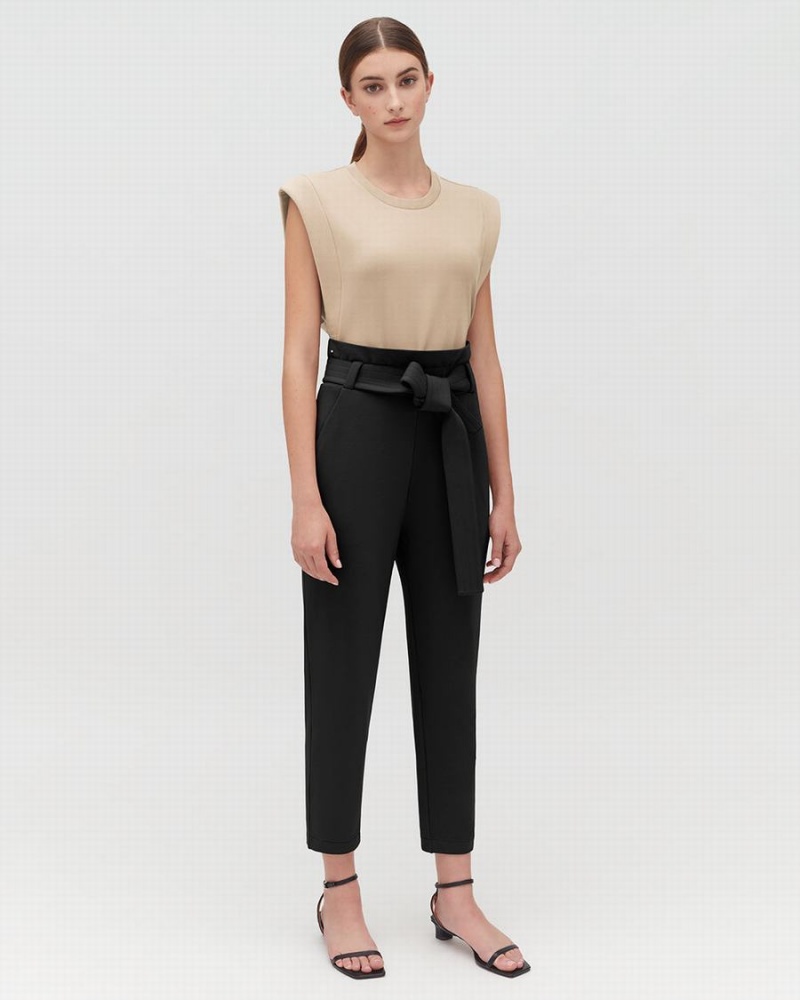 Camiseta Tirantes Cuyana Cropped Mujer Creme Blancas | QFJ8247AI