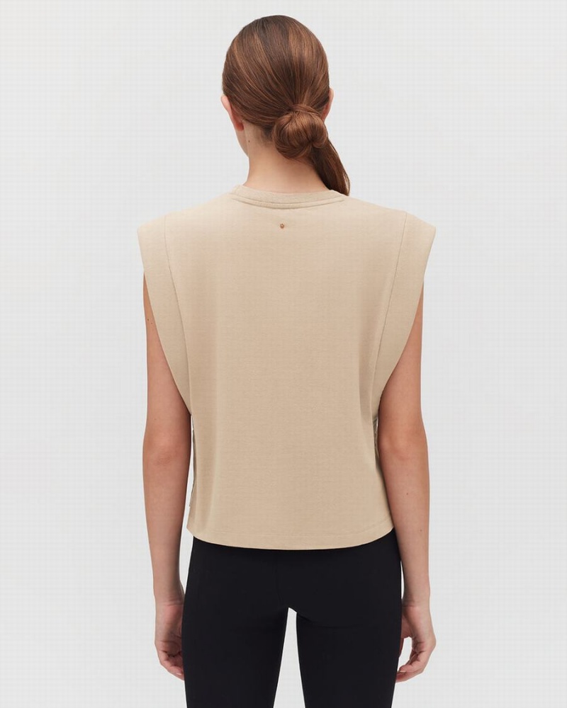 Camiseta Tirantes Cuyana Cropped Mujer Creme Blancas | QFJ8247AI