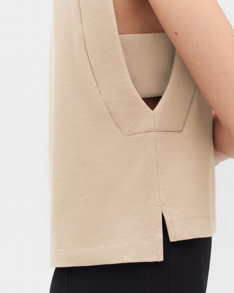 Camiseta Tirantes Cuyana Cropped Mujer Creme Blancas | QFJ8247AI