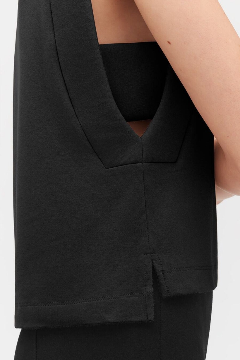 Camiseta Tirantes Cuyana Cropped Mujer Negras | WKU1450ZC