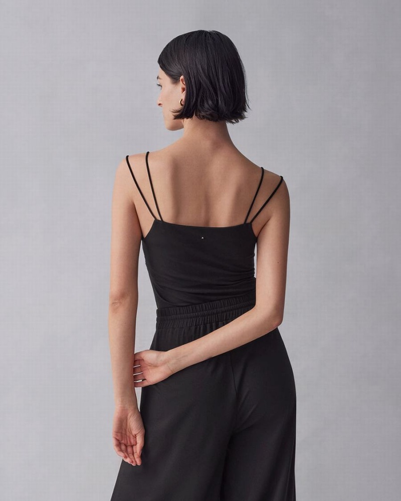 Camiseta Tirantes Cuyana Gathered Front Cami Mujer Negras | LSI193PS