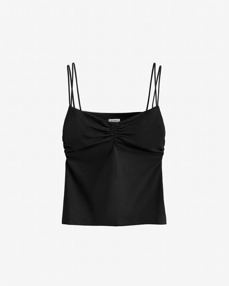 Camiseta Tirantes Cuyana Gathered Front Cami Mujer Negras | LSI193PS