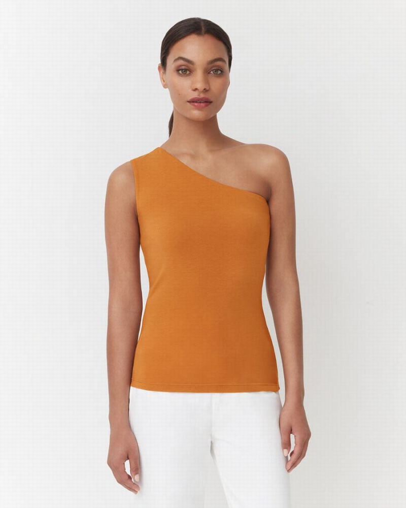 Camiseta Tirantes Cuyana One Shoulder Top Mujer Amarillo | WSH9428QF