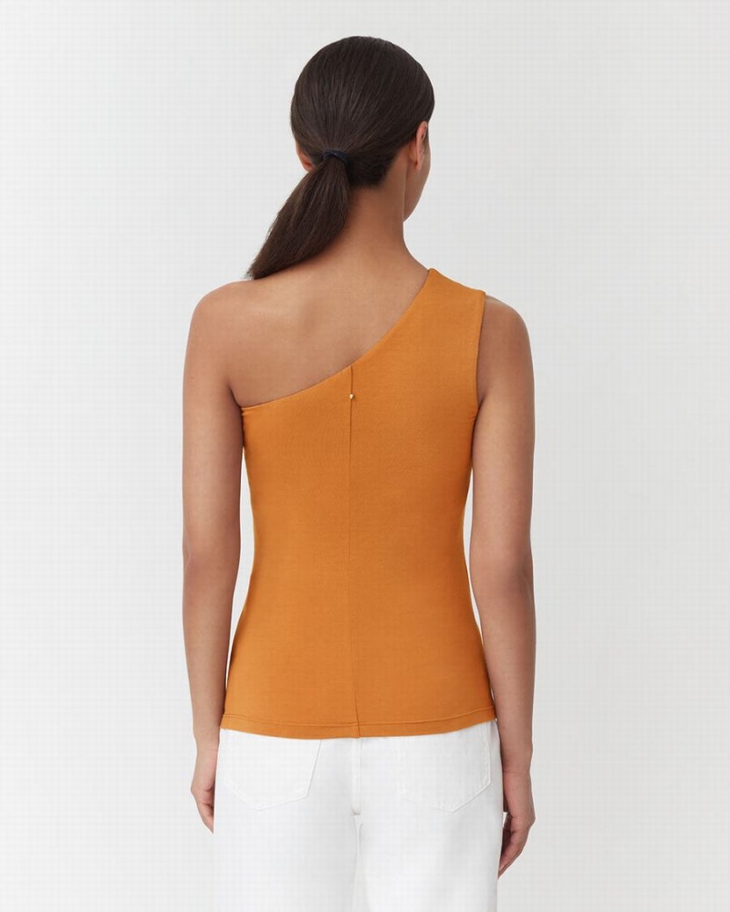 Camiseta Tirantes Cuyana One Shoulder Top Mujer Amarillo | WSH9428QF