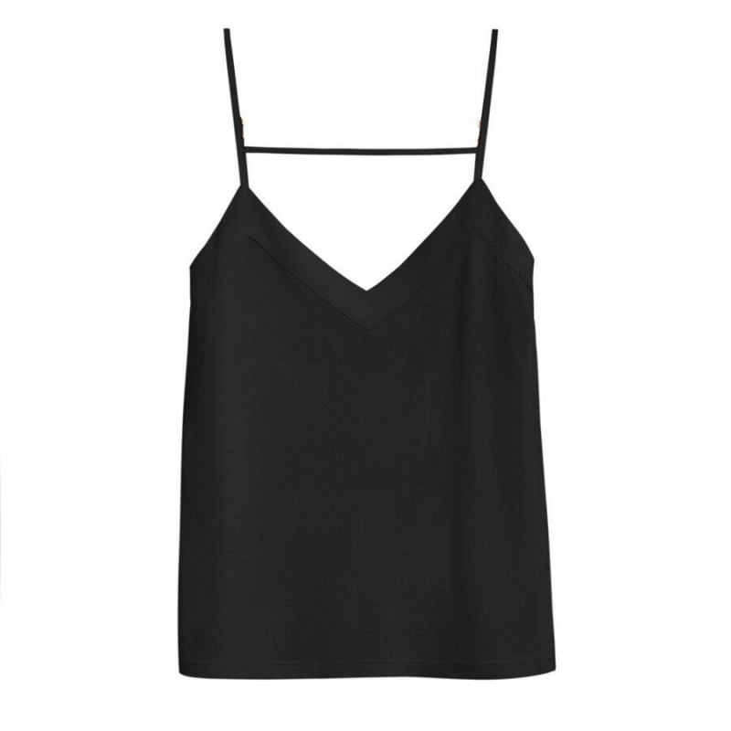 Camiseta Tirantes Cuyana Organic Pima Cami Mujer Negras | GER6173WZ
