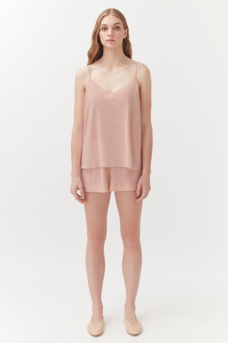 Camiseta Tirantes Cuyana Organic Pima Cami Mujer Rosas | TEI6278VX