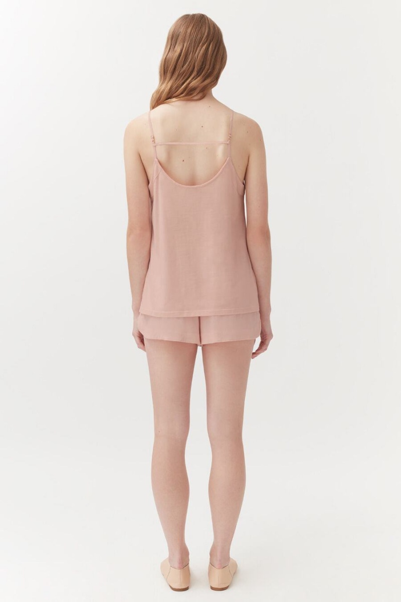 Camiseta Tirantes Cuyana Organic Pima Cami Mujer Rosas | TEI6278VX