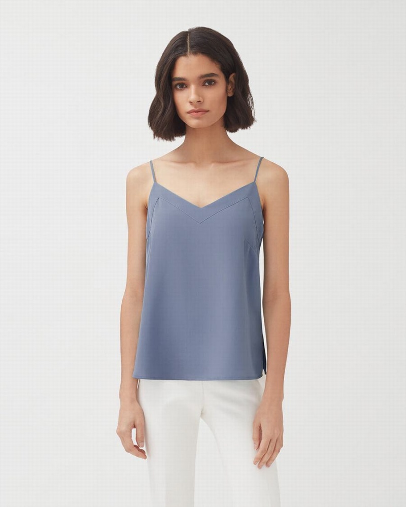 Camiseta Tirantes Cuyana Silk Cami Mujer Azules | LDE2869QU