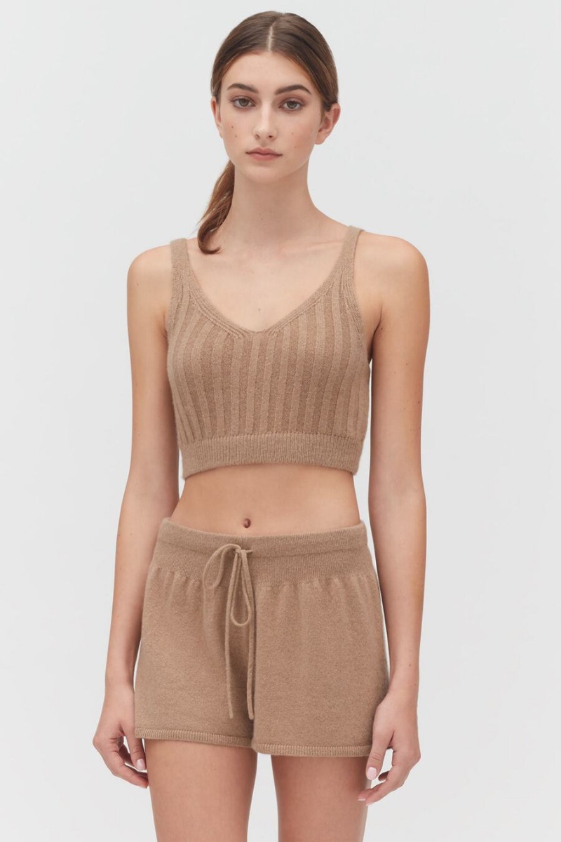 Camiseta Tirantes Cuyana Single-Origin Cashmere Bralette Mujer Marrones | QTN774UP