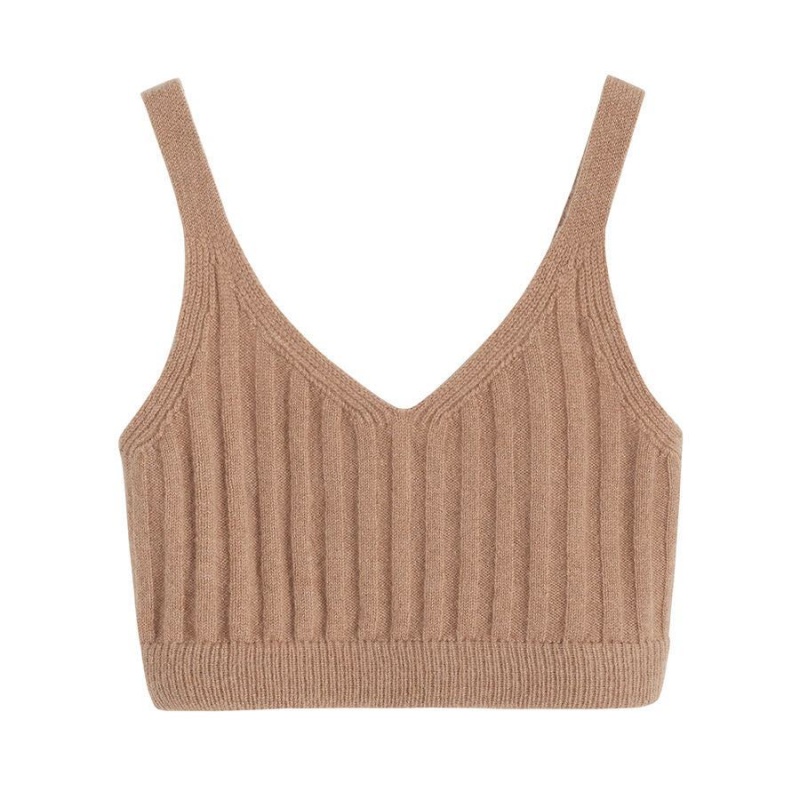 Camiseta Tirantes Cuyana Single-Origin Cashmere Bralette Mujer Marrones | QTN774UP