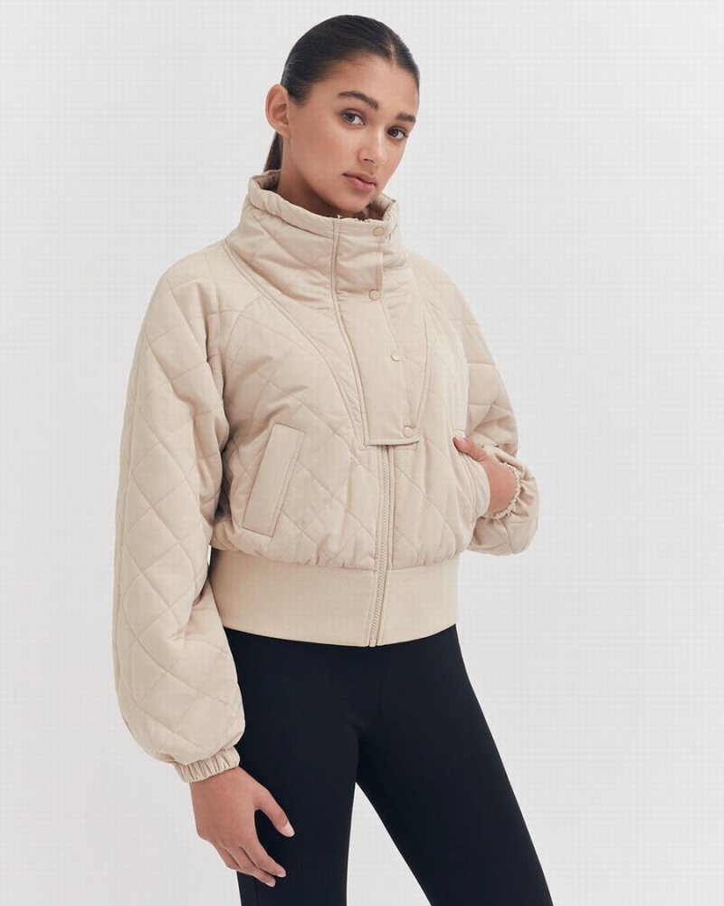 Chaquetas De Plumas Cuyana Balloon Sleeve Light Puffer Mujer Marrones | QWO166FC