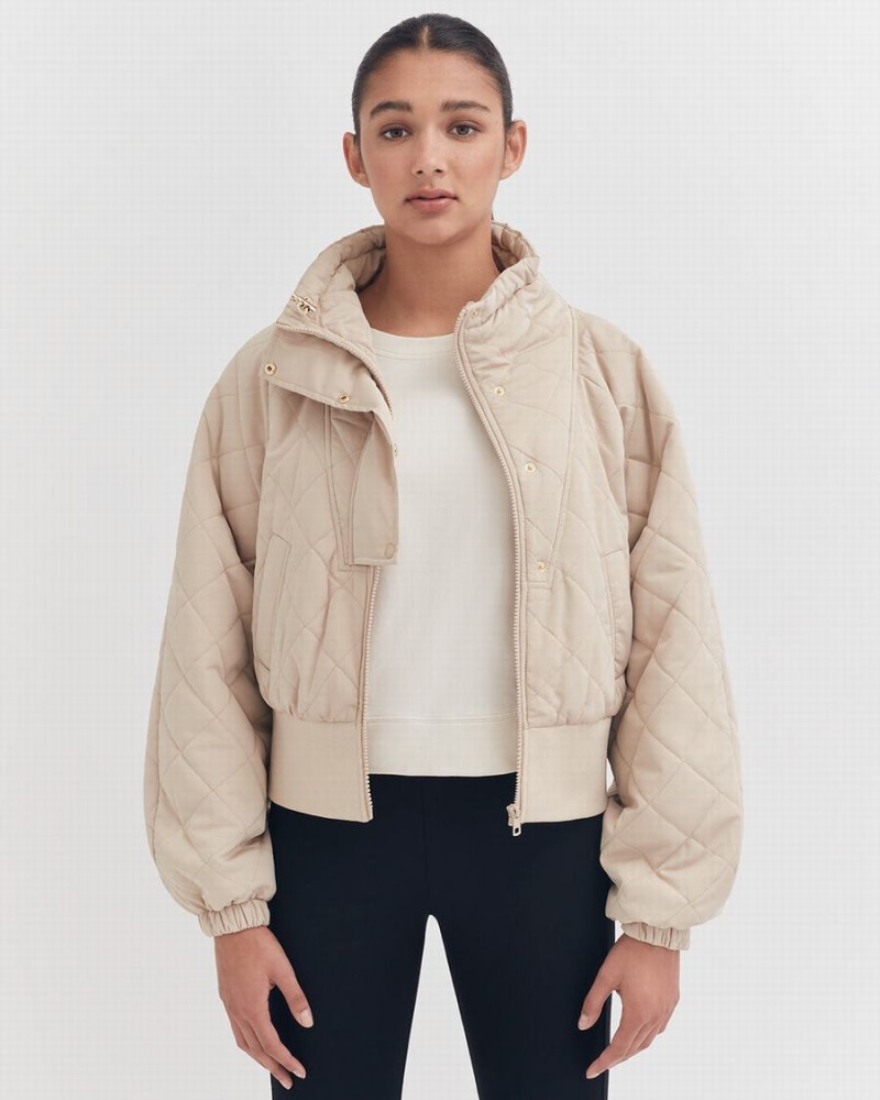 Chaquetas De Plumas Cuyana Balloon Sleeve Light Puffer Mujer Marrones | QWO166FC