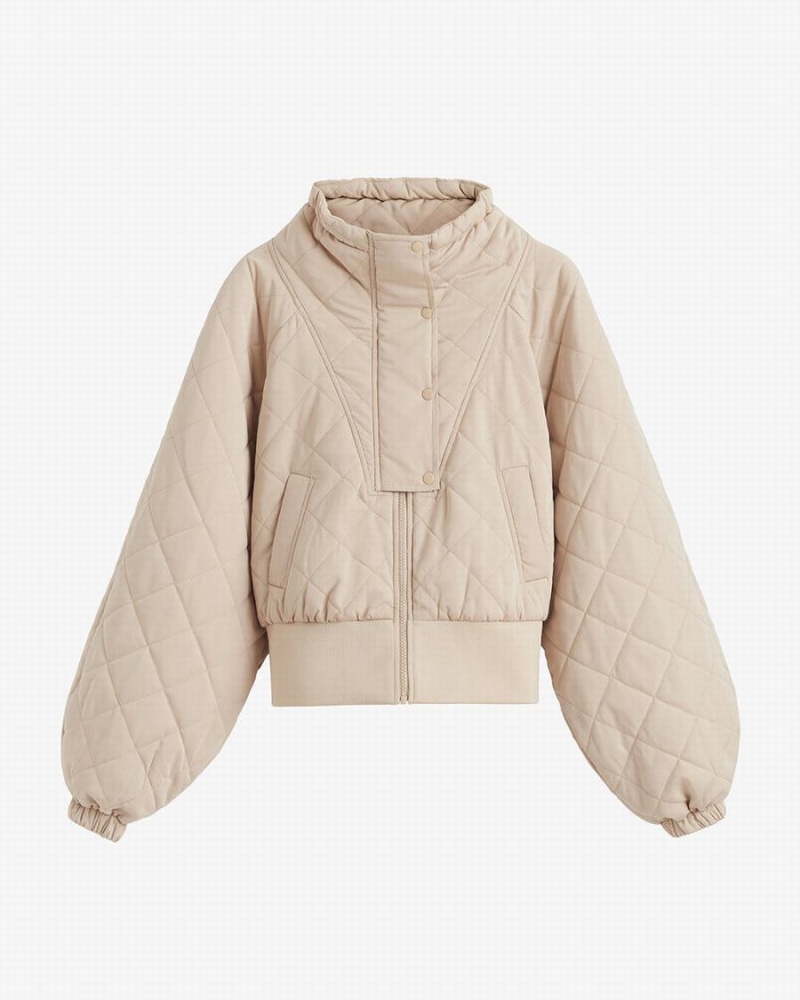 Chaquetas De Plumas Cuyana Balloon Sleeve Light Puffer Mujer Marrones | QWO166FC