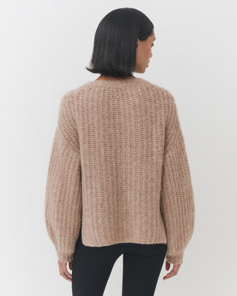 Cárdigan Cuyana Alpaca Lana Cropped Mujer Kaki | WVH1936HT