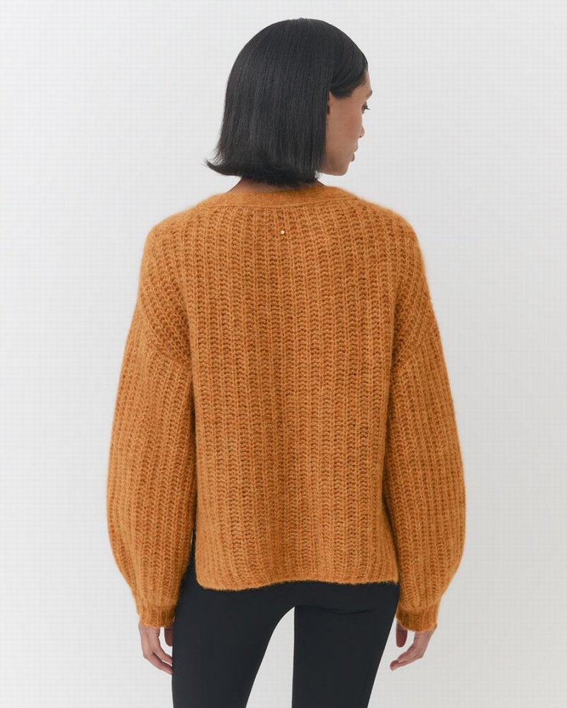 Cárdigan Cuyana Alpaca Lana Cropped Mujer Amarillo | MAC803RF