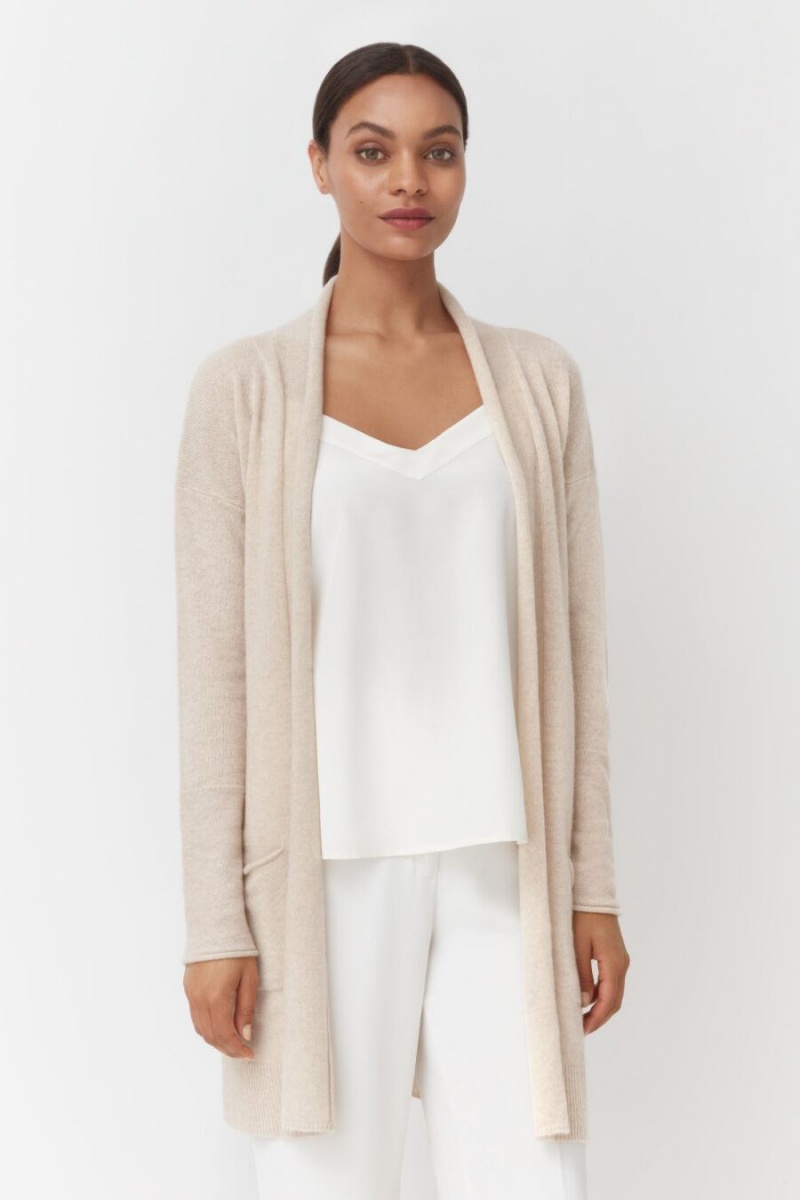 Cárdigan Cuyana Single-Origin Cashmere Long Mujer Beige | WIA2689DC