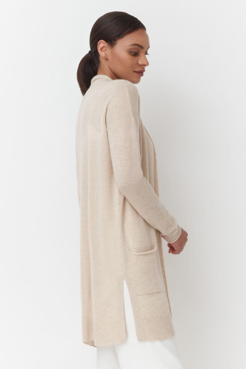 Cárdigan Cuyana Single-Origin Cashmere Long Mujer Beige | WIA2689DC
