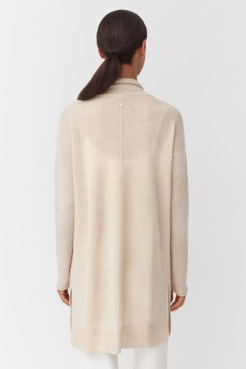 Cárdigan Cuyana Single-Origin Cashmere Long Mujer Beige | WIA2689DC