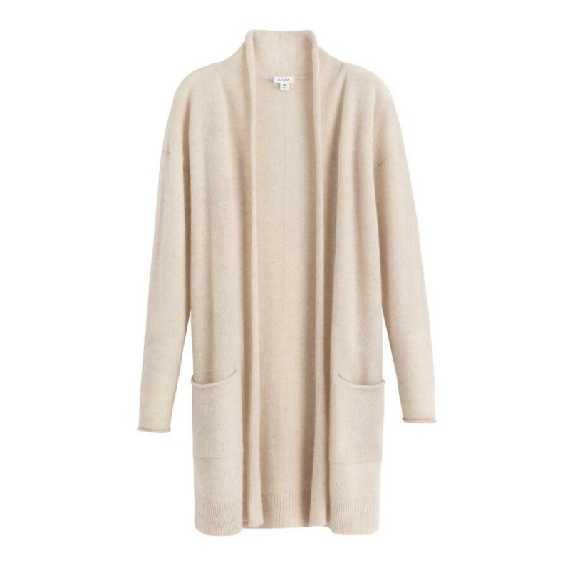 Cárdigan Cuyana Single-Origin Cashmere Long Mujer Beige | WIA2689DC