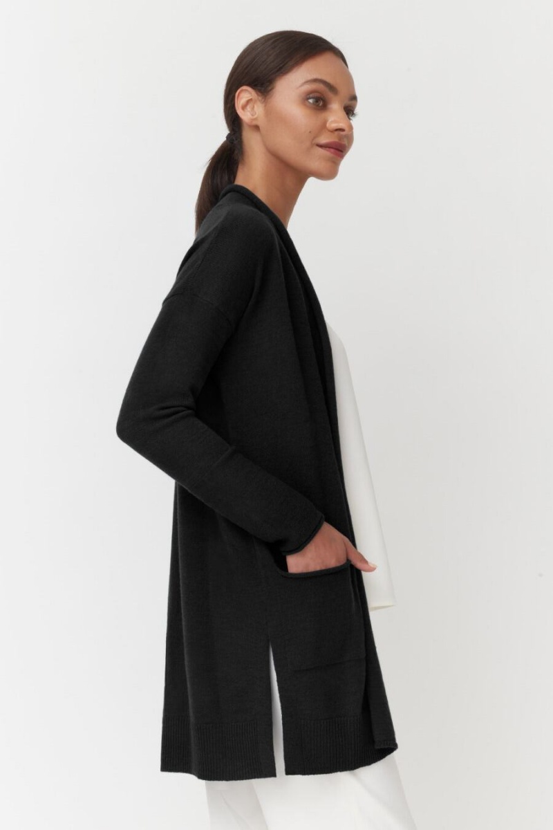 Cárdigan Cuyana Single-Origin Cashmere Long Mujer Negras | LHZ1217YY