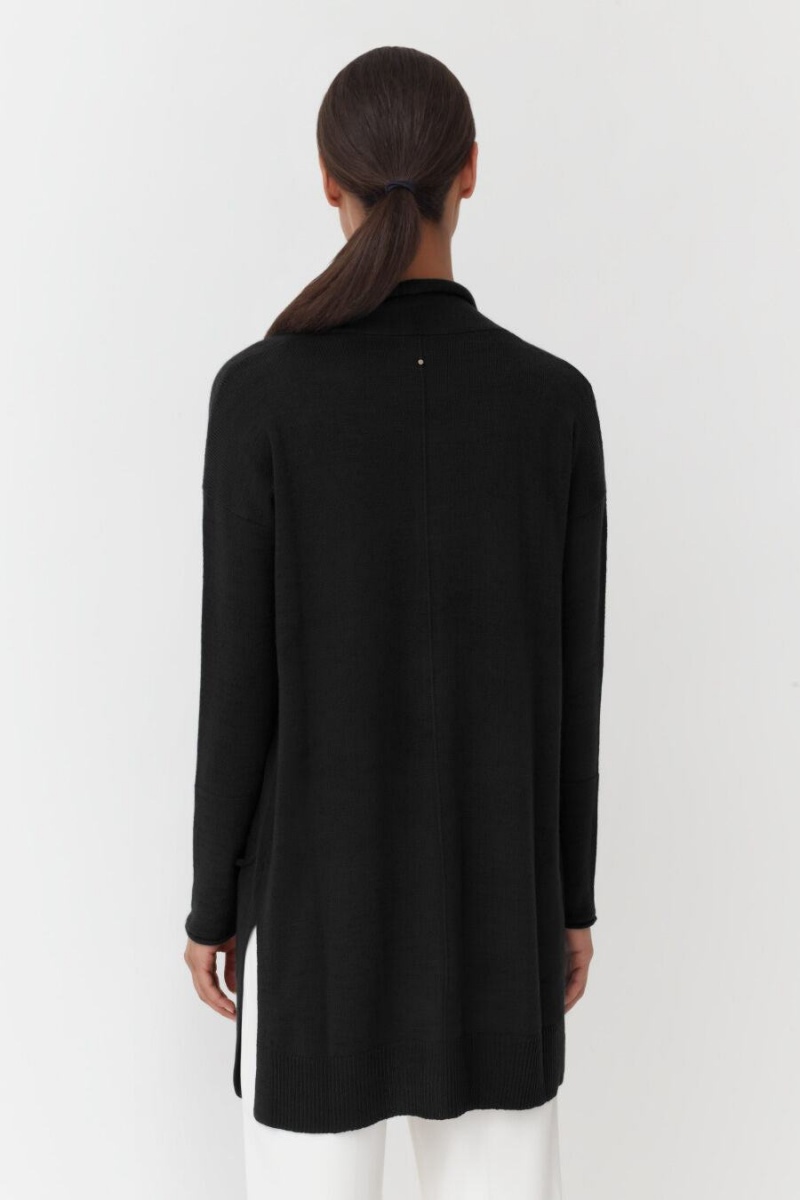Cárdigan Cuyana Single-Origin Cashmere Long Mujer Negras | LHZ1217YY