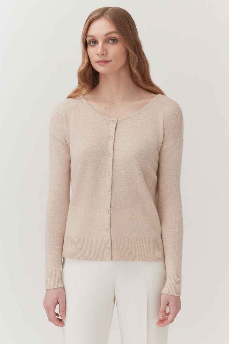 Cárdigan Cuyana Single-Origin Cashmere Mujer Beige | FNF8658BZ