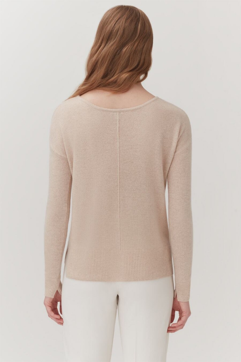 Cárdigan Cuyana Single-Origin Cashmere Mujer Beige | FNF8658BZ