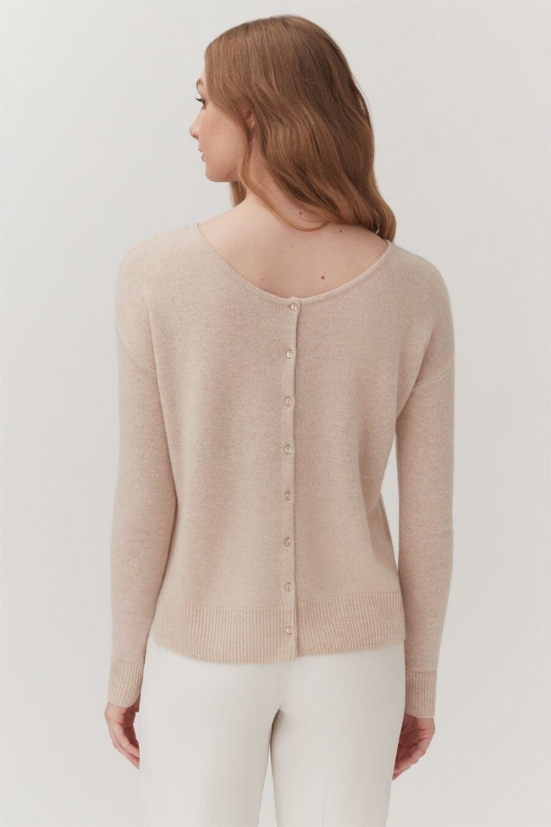 Cárdigan Cuyana Single-Origin Cashmere Mujer Beige | FNF8658BZ