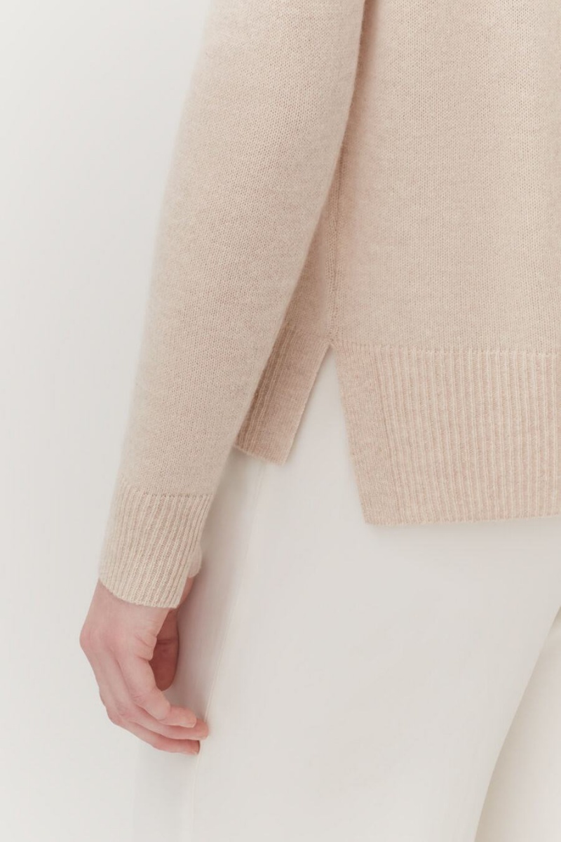 Cárdigan Cuyana Single-Origin Cashmere Mujer Beige | FNF8658BZ