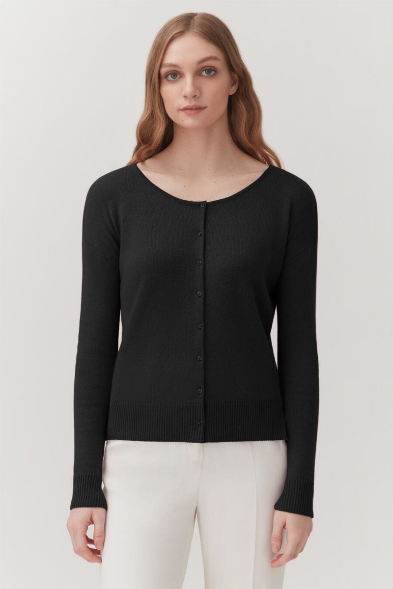 Cárdigan Cuyana Single-Origin Cashmere Mujer Negras | ALS5523VU
