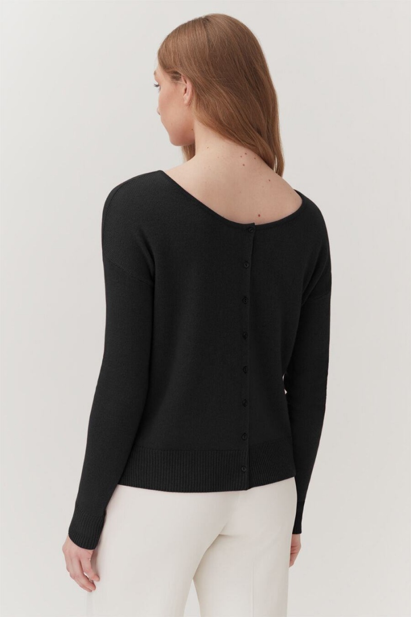 Cárdigan Cuyana Single-Origin Cashmere Mujer Negras | ALS5523VU