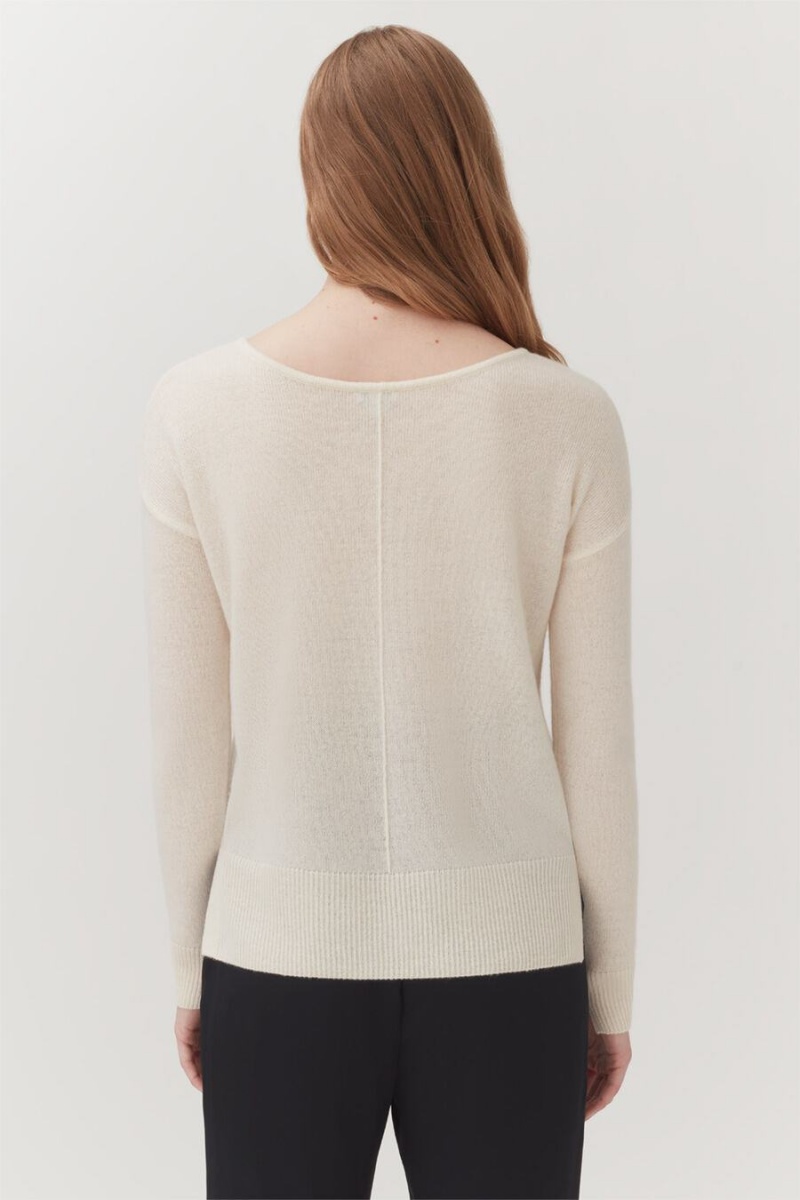 Cárdigan Cuyana Single-Origin Cashmere Mujer Blancas | OZP4585OQ