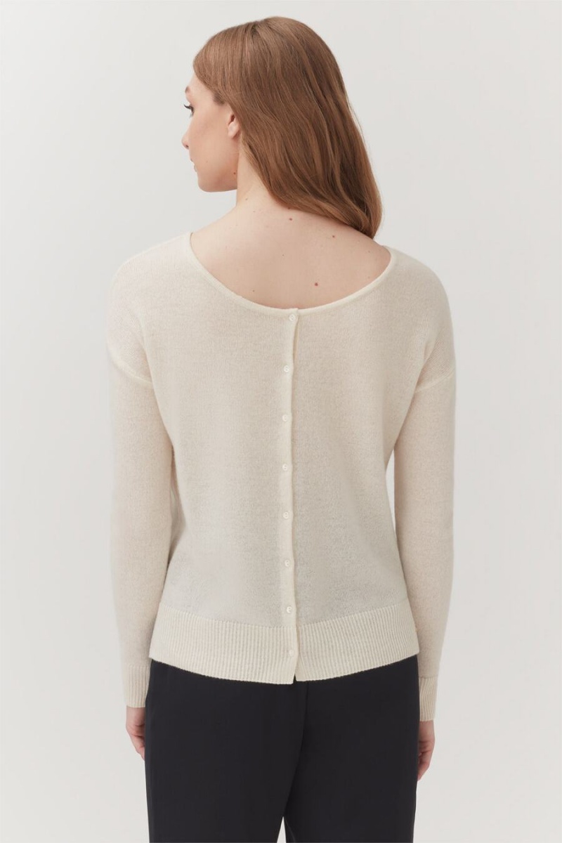 Cárdigan Cuyana Single-Origin Cashmere Mujer Blancas | OZP4585OQ