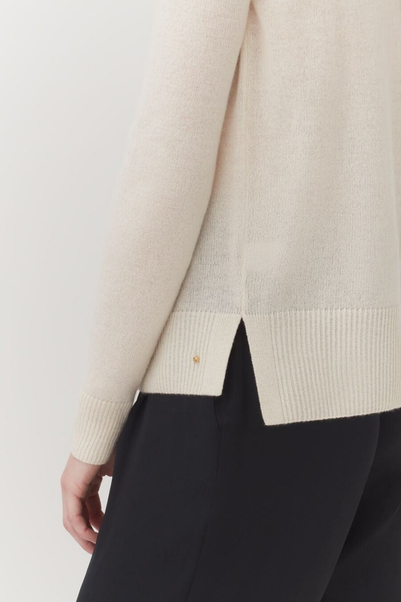 Cárdigan Cuyana Single-Origin Cashmere Mujer Blancas | OZP4585OQ