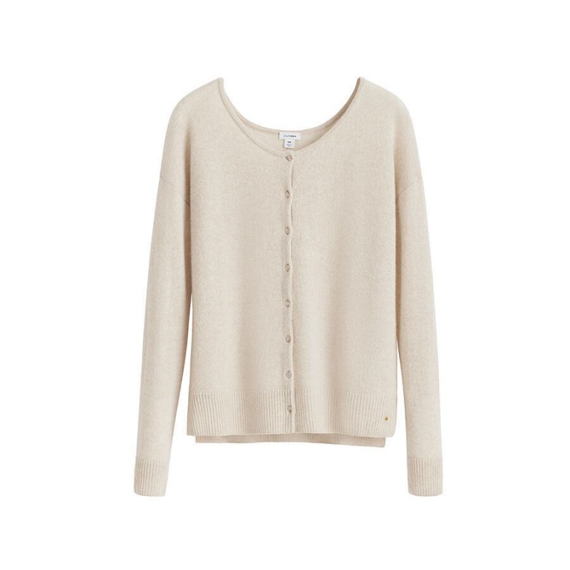 Cárdigan Cuyana Single-Origin Cashmere Mujer Blancas | OZP4585OQ